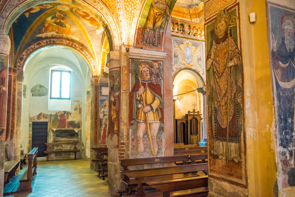 church inside on the Orta San Giulio island, Piedmont, Italy 20.04.2015